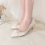 Elegant Ivory Satin Pearl Wedding Shoes 2020 Leather 5 cm Stiletto Heels Pointed Toe Wedding Pumps