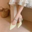 Schlicht Weiß Freizeit Leder Sandalen Damen 2020 Strass 4 cm Low Heel Spitzschuh Sandaletten