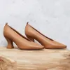 Modest / Simple Ivory Office OL Leather Pumps 2020 5 cm Thick Heels Square Toe Pumps