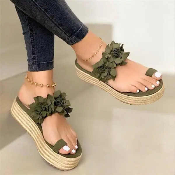Abordable Été Noire Plage Sandales Femme 2020 Fleur 4 cm Compensées Peep Toes / Bout Ouvert Sandales