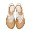 Böhmen Beige Strand Sommer Sandalen Damen 2020 Perle Strass Peeptoes Flache Sandaletten
