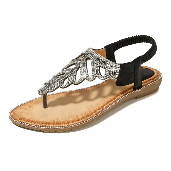 Bohême Charmant Été Plage Argenté Sandales Femme 2020 Faux Diamant Peep Toes / Bout Ouvert Sandales