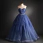Elegant Ocean Blue Prom Dresses 2021 Ball Gown Scoop Neck Beading Sequins Sash Sleeveless Backless Floor-Length / Long Prom Formal Dresses