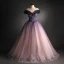 Elegant Gradient-Color Purple Glitter Prom Dresses 2021 Ball Gown Scoop Neck Beading Sequins Short Sleeve Backless Floor-Length / Long Prom Formal Dresses