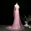Sexy Rosa Glanz Perle Applikationen Abendkleider 2025 Meerjungfrau Bandeau Ärmellos Rückenfreies Lange Abend Festliche Kleider