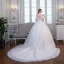Elegant Ivory Wedding Dresses 2018 Ball Gown Appliques Lace Crystal Off-The-Shoulder Backless Sleeveless Cathedral Train Wedding