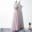 Chic / Beautiful Blushing Pink Evening Dresses  2020 A-Line / Princess V-Neck Beading Sleeveless Backless Floor-Length / Long Formal Dresses