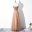Charmant Champagne Robe De Soirée 2020 Princesse Bretelles Spaghetti Perlage Perle Paillettes Sans Manches Dos Nu Longue Robe De Ceremonie