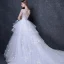 Elegant White Wedding Dresses 2018 Ball Gown Beading Appliques Bow Scoop Neck Backless Sleeveless Cathedral Train Wedding