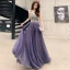 Charming Purple Evening Dresses  2020 A-Line / Princess V-Neck Beading Sequins Sleeveless Backless Floor-Length / Long Formal Dresses