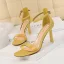 Sexy Transparent Summer Black Cocktail Party Womens Sandals 2020 Ankle Strap 8 cm Stiletto Heels Open / Peep Toe Sandals