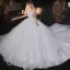 Charmant Blanche Robe De Mariée 2020 Robe Boule Bustier Paillettes Sans Manches Dos Nu Royal Train