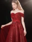 Charming Burgundy Prom Dresses 2021 A-Line / Princess Off-The-Shoulder Beading Rhinestone Sequins Sleeveless Backless Floor-Length / Long Prom Formal Dresses