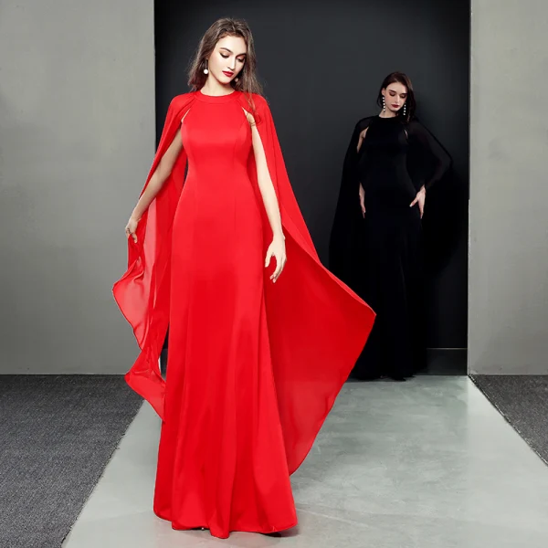 Amazing / Unique Black Evening Dresses 2018 Trumpet / Mermaid Scoop Neck Long Sleeve Floor-Length / Long Formal Dresses
