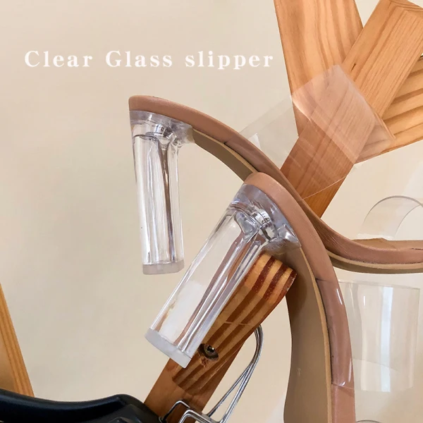 Sexy Transparent Vêtement de rue Sandales Femme 2020 9 cm Talons Épais Peep Toes / Bout Ouvert Sandales