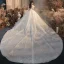 Luxe Champagne Robe De Mariée 2020 Robe Boule Volants Bustier En Dentelle Fleur Paillettes Sans Manches Dos Nu Royal Train
