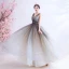 Sexy Silver Grey Evening Dresses  2020 A-Line / Princess Backless V-Neck Sleeveless Sequins Floor-Length / Long Formal Dresses