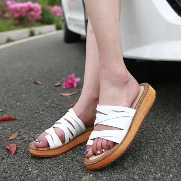 Enkel Sommer Svart Strand Damesko 2020 Platform Peep Toe Sandaler