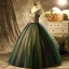 Vintage / Retro Multi-Colors Prom Dresses 2021 Ball Gown V-Neck Appliques Rhinestone Sash Sleeveless Backless Floor-Length / Long Formal Dresses