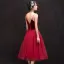 Lovely Burgundy Homecoming Graduation Dresses 2018 A-Line / Princess Suede Bow Spaghetti Straps Backless Sleeveless Tea-length Formal Dresses
