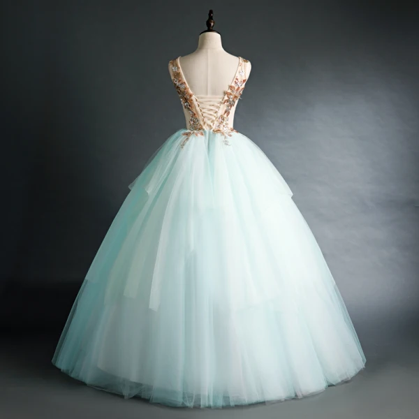 Elegant Mint Green Prom Dresses 2020 Ball Gown V-Neck Sequins Sleeveless Backless Floor-Length / Long Elegant Mint Green Prom Dresses 2020 Ball Gown V-Neck Sequins Sleeveless Backless Floor-Length / Long