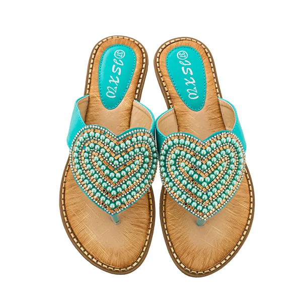 Schöne Schwarz Freizeit Perle Strass Sandalen Damen 2020 Peeptoes Flache Sandaletten