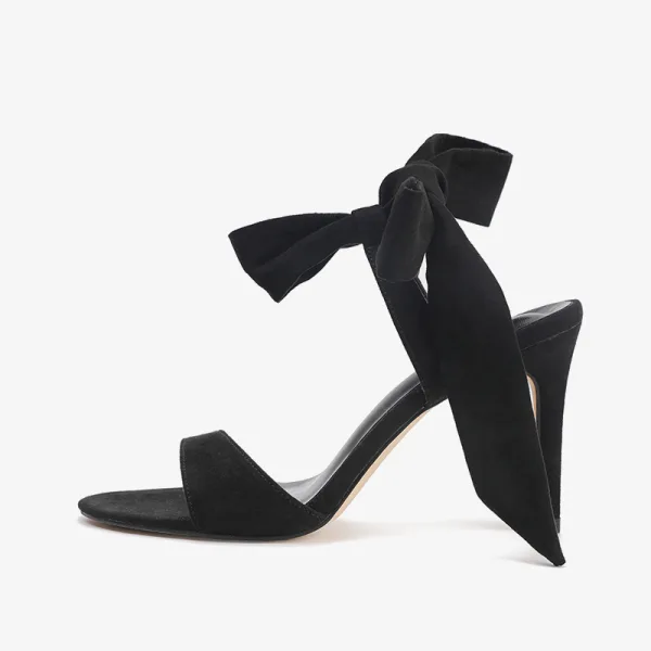 Enkla Röd Casual Mocka Rosett Sandaler Dam 2020 8 cm Stilettklackar Peep Toe Sandaler