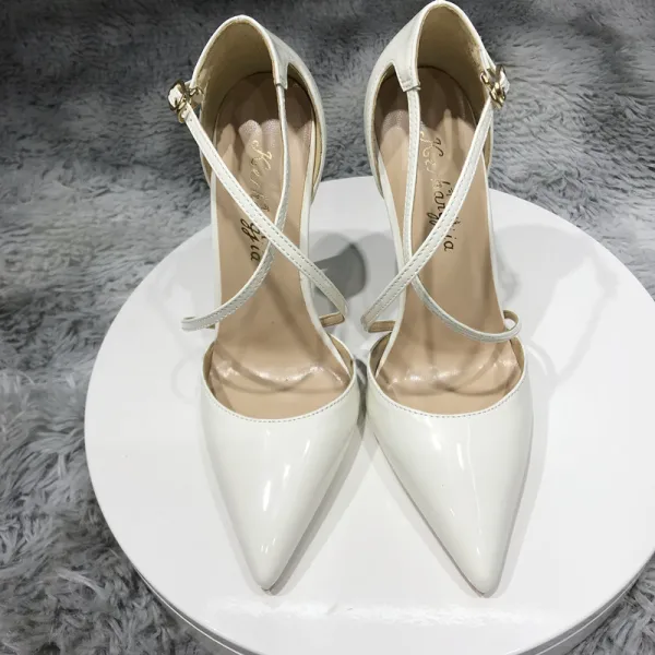 Chic / Beautiful Nude Street Wear Womens Sandals 2020 X-Strap 10 cm Stiletto Heels Pointed Toe Sandals