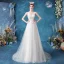 Élégant Ivoire Robe De Mariée 2020 Princesse V-Cou En Dentelle Fleur Sans Manches Dos Nu Train De Balayage