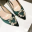Modern / Fashion Dark Green Satin Pearl Rhinestone Pumps 2021 7 cm Stiletto Heels Pointed Toe Prom Pumps High Heels