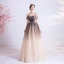 Élégant Chocolat Dégradé De Couleur Robe De Bal 2020 Princesse De l'épaule Perlage Paillettes Manches Courtes Dos Nu Longue Robe De Ceremonie