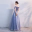 Scintillantes Lavande Robe De Soirée 2018 Princesse Perlage Noeud Faux Diamant De l'épaule Manches Courtes Longue Robe De Ceremonie