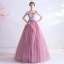 Charming Candy Pink Prom Dresses 2020 A-Line / Princess Off-The-Shoulder Beading Rhinestone Sequins Sleeveless Backless Floor-Length / Long Formal Dresses