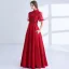 Chic / Beautiful Burgundy Evening Dresses  2018 A-Line / Princess Beading Crystal Lace Flower High Neck Backless Short Sleeve Floor-Length / Long Formal Dresses