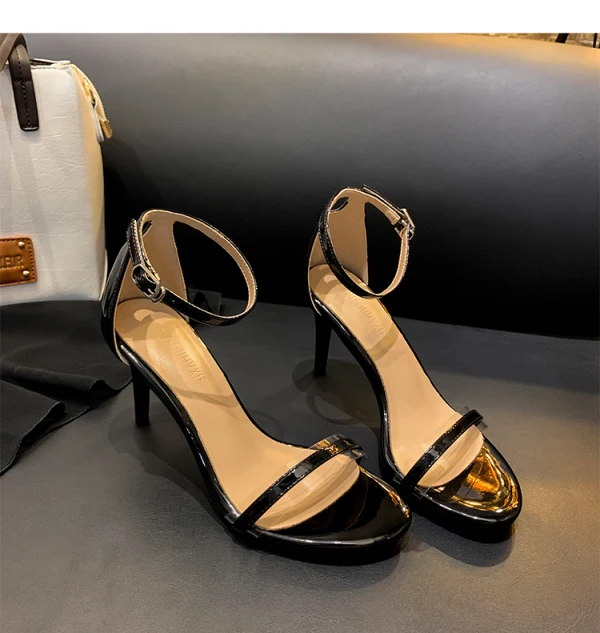 Sexy Silver Cocktail Party Womens Sandals 2020 Ankle Strap 8 cm Stiletto Heels Open / Peep Toe Sandals