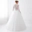 Chic / Beautiful White Wedding Dresses 2018 Ball Gown Lace High Neck 3/4 Sleeve Floor-Length / Long Wedding