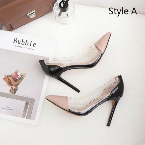 Schöne Schwarz Büro OL Pumps 2020 10 cm Stilettos Lackleder Spitzschuh Pumps