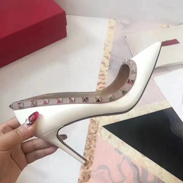 Chic / Beautiful Black Rivet Office OL Leather Pumps 2020 10 cm Stiletto Heels Pointed Toe Pumps