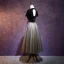Chic / Beautiful Black Prom Dresses 2018 A-Line / Princess Sash Suede Scoop Neck Backless Short Sleeve Tea-length Formal Dresses