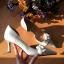Élégant Ivoire Fleur Chaussure De Mariée 2020 Cuir 7 cm Talons Aiguilles À Bout Pointu Mariage Talons
