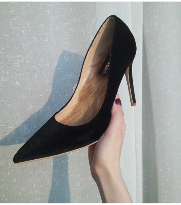 Fine Rød Lær Gateklær Pumps 2020 Suede 10 cm Stiletthæler Spisse Pumps