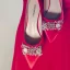 Piękne Czerwone Rhinestone Buty Ślubne 2020 Skórzany 7 cm Szpilki Szpiczaste Ślub Czółenka
