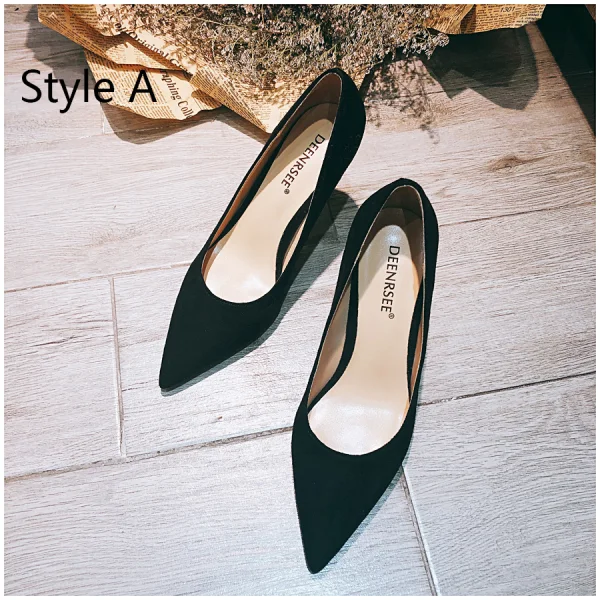 Eenvoudige Mooie / Prachtige Nude Kantoor OL Pumps 2020 Leer 10 cm Naaldhakken / Stiletto Spitse Neus Pumps