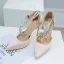 Charmant Bordeaux Chaussure De Mariée 2020 Faux Diamant Bride Cheville 8 cm Talons Aiguilles À Bout Pointu Mariage Talons Hauts
