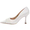 Elegant White Pearl Wedding Shoes 2020 8 cm Stiletto Heels Pointed Toe Wedding Pumps