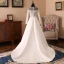 Elegant Ivory Wedding Dresses 2018 A-Line / Princess Organza Lace Scoop Neck Long Sleeve Sweep Train Wedding