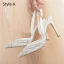 Chic / Belle Multi-Couleurs Faux Diamant Slingbacks Chaussure De Mariée 2020 Cuir 10 cm Talons Aiguilles À Bout Pointu Mariage Sandales