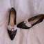 Charming Black Honeymoon Pumps 2020 Pearl Lace Flower 4 cm Stiletto Heels Pointed Toe Low Heel Pumps