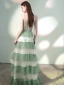 Chic / Beautiful Sage Green Evening Dresses  2020 A-Line / Princess Spaghetti Straps Sequins Sleeveless Backless Floor-Length / Long Formal Dresses