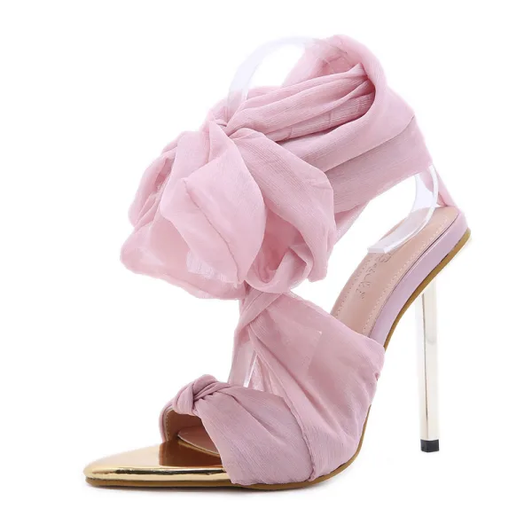 Sexy Bleu Ciel Club de carnaval Sandales Femme 2021 12 cm Talons Aiguilles Peep Toes / Bout Ouvert Sandales Talons Hauts